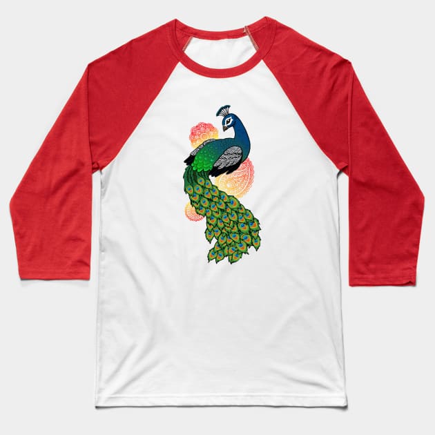 Pretty Peacock Baseball T-Shirt by sushikittehh